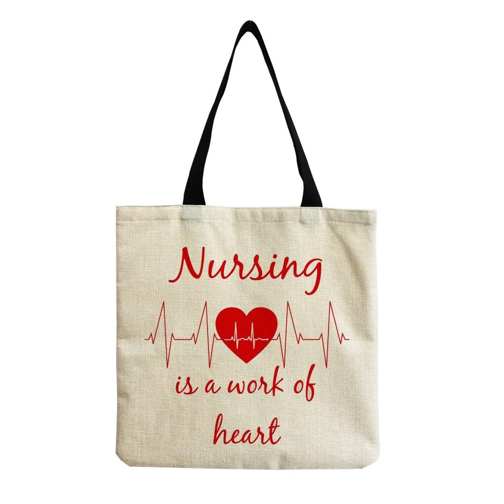 Nurse Nursing Pride Linen Tote Bag Nursing Is A Work Of Heart